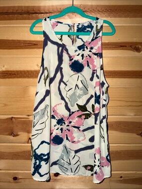 Violet & Claire Cream Top with Pink, Navy & Olive Floral Print